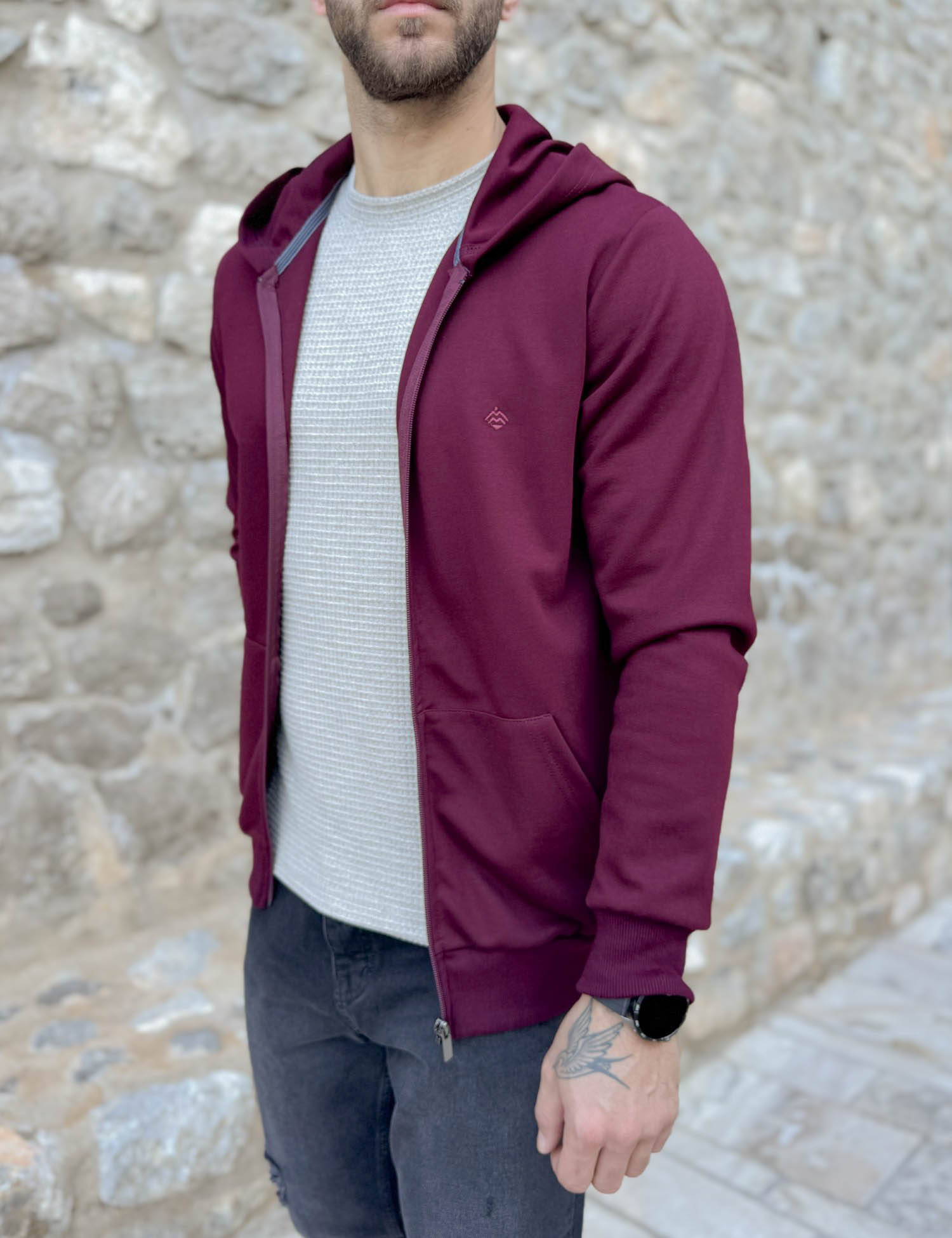 Origin ανδρική μπορντό ζακέτα με κουκούλα 261077 φωτογραφία